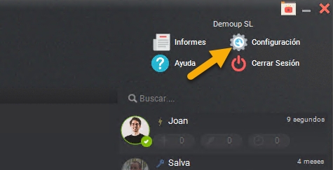 Opción de configuración Dinaup